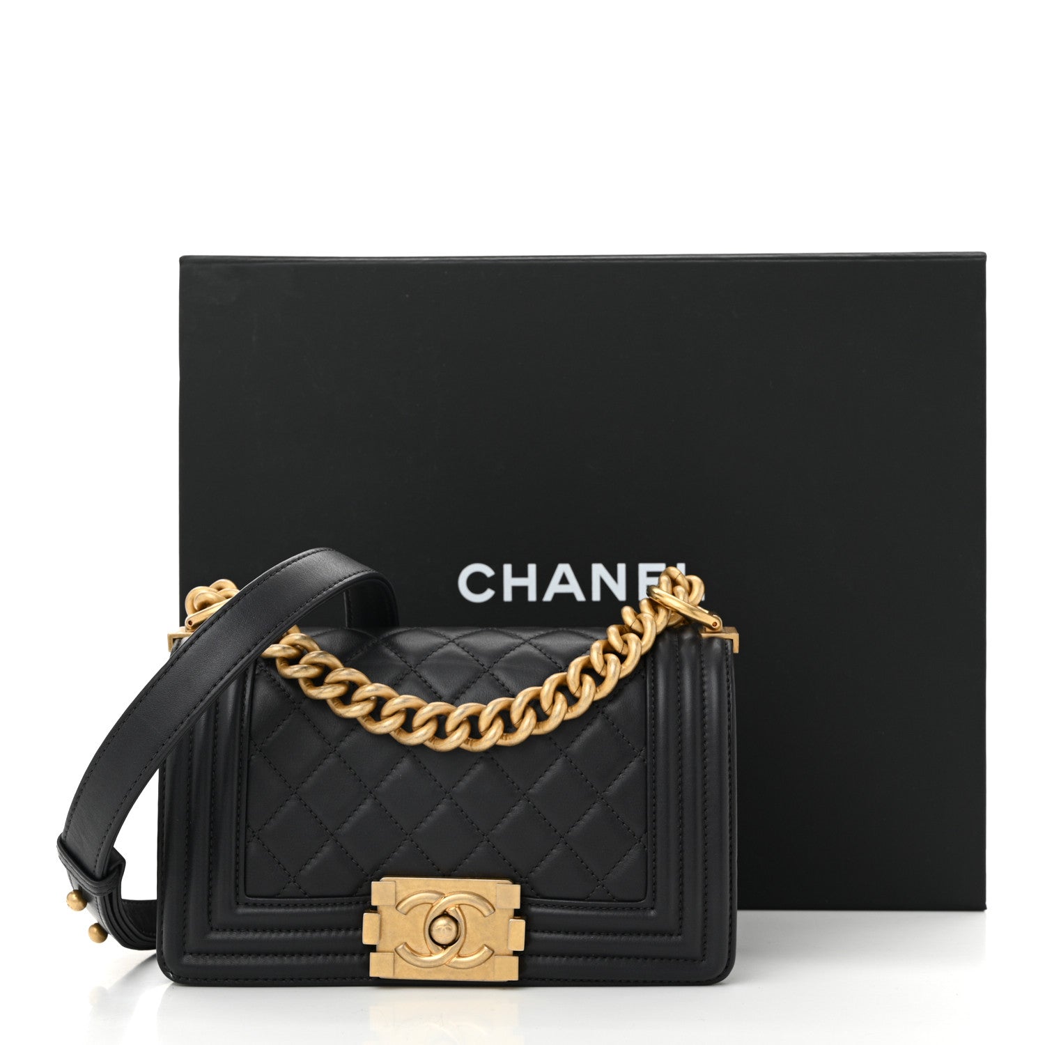 Chanel Calfskin Quilted Small Boy Flap Dark Grey