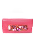 Prada Saffiano Crystal Continental Flap Wallet Peonia