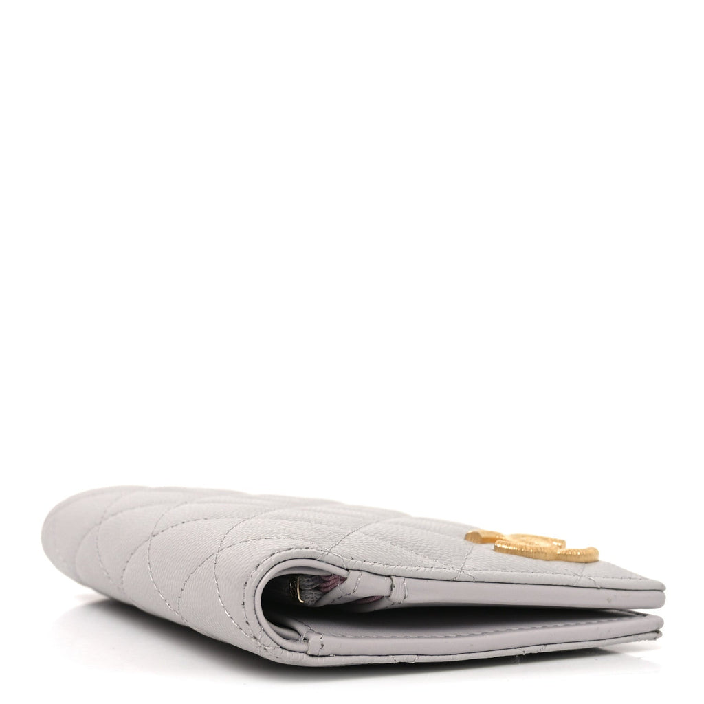 Caviar Quilted CC Passport Holder Grey