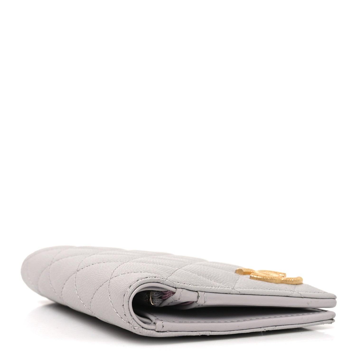 Caviar Quilted CC Passport Holder Grey