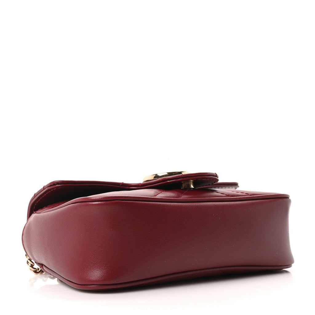 Gucci Calfskin Matelasse Super Mini GG Marmont Shoulder Bag Rosso Ancora