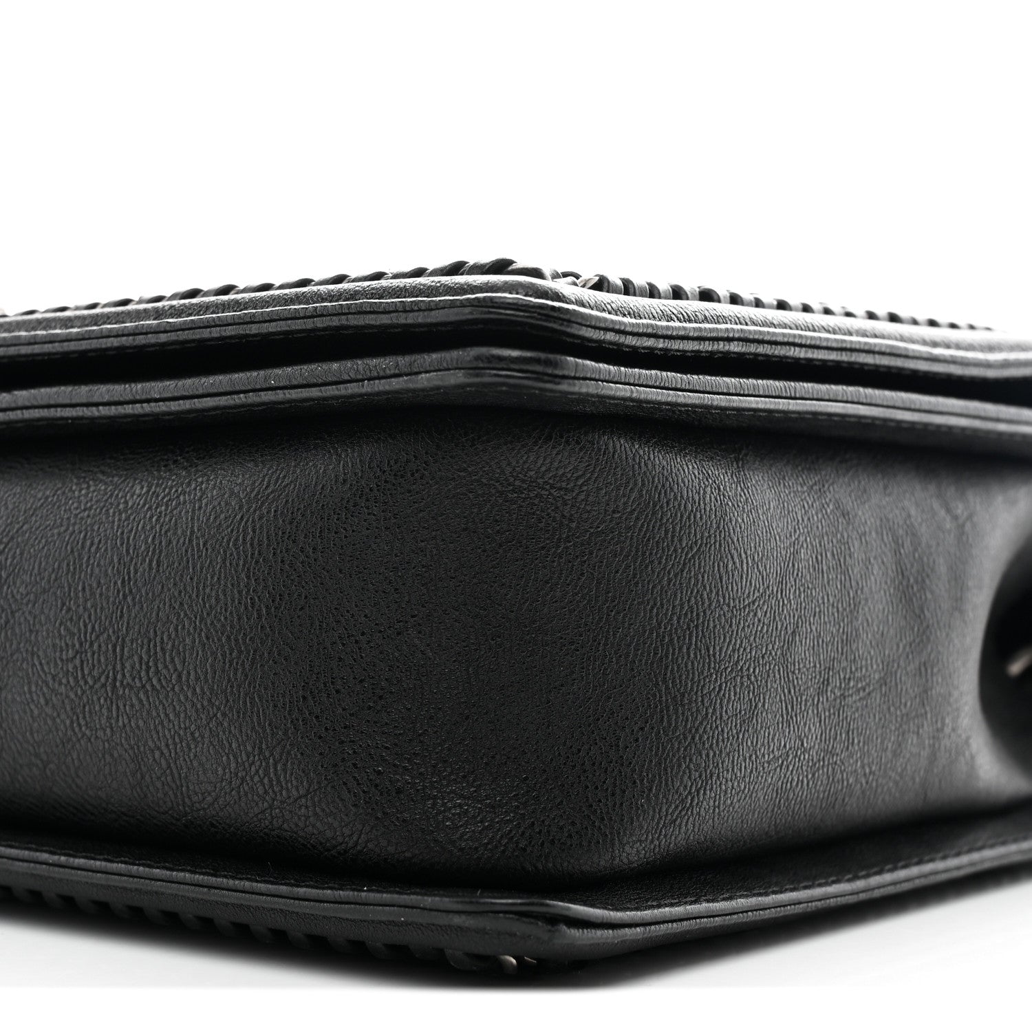 Calfskin Quilted Large Boy Top Handle Flap Black
