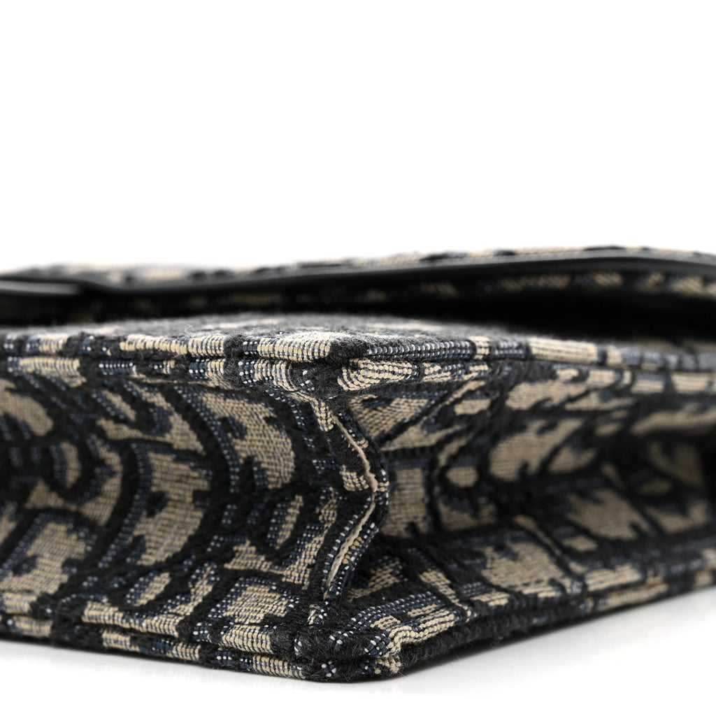 Christian Dior Oblique Saddle Chain Pouch Blue
