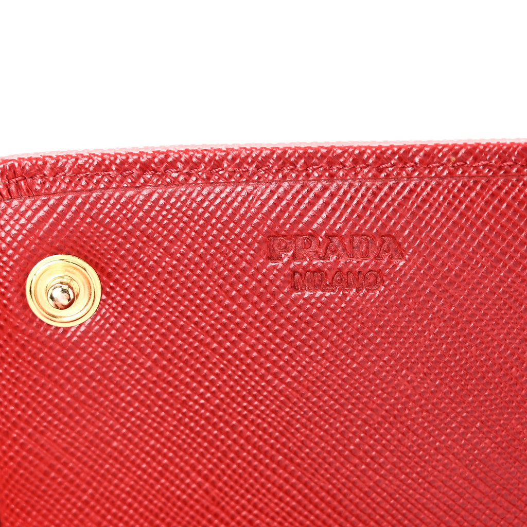 Prada Saffiano Metal Continental Flap Wallet Fuoco
