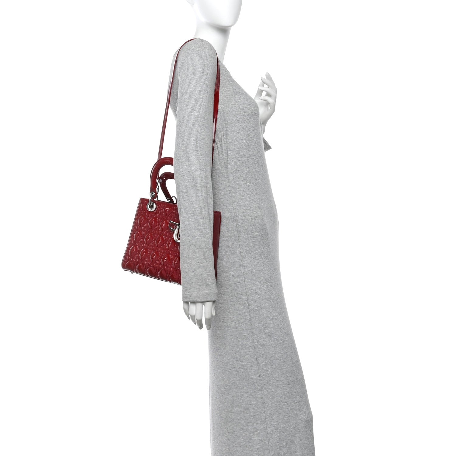 Christian Dior Patent Cannage Medium Lady Dior Red