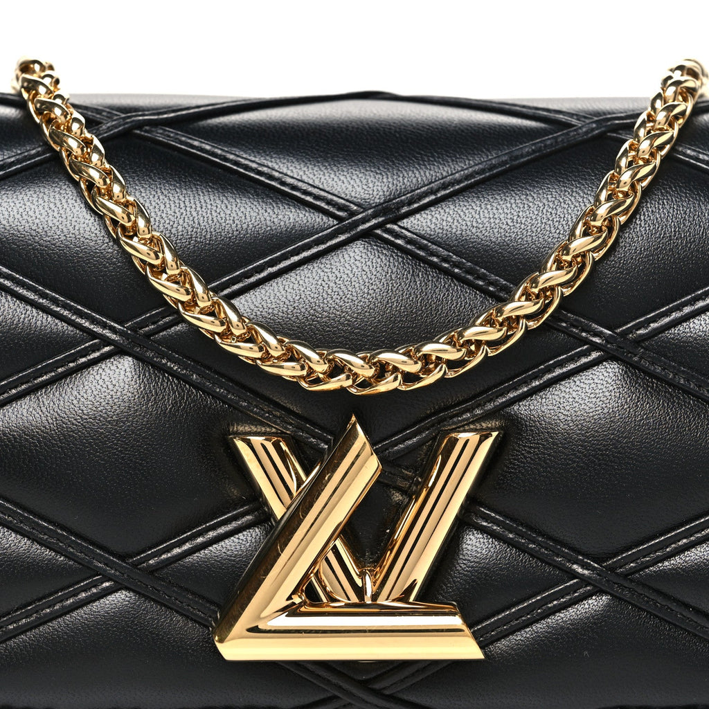 Louis Vuitton Lambskin Malletage Wallet On Chain GO-14 Black