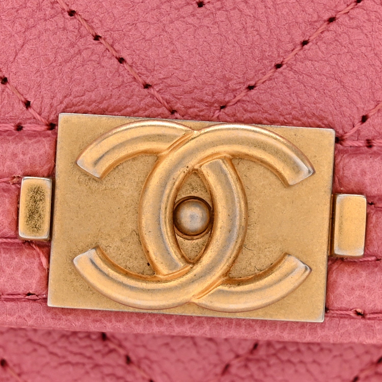 Caviar Chevron Quilted Boy Flap Card Holder Wallet Pink
