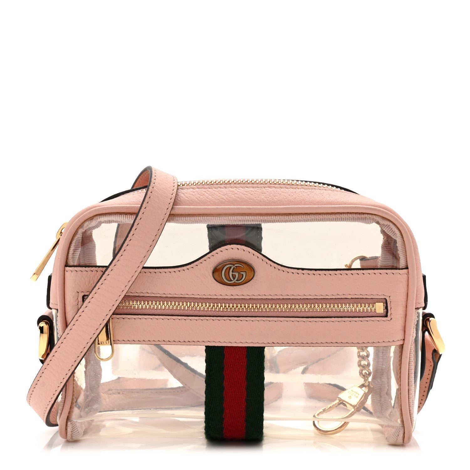 Gucci Vinyl Web Mini Ophidia Transparent Shoulder Bag Perfect Pink