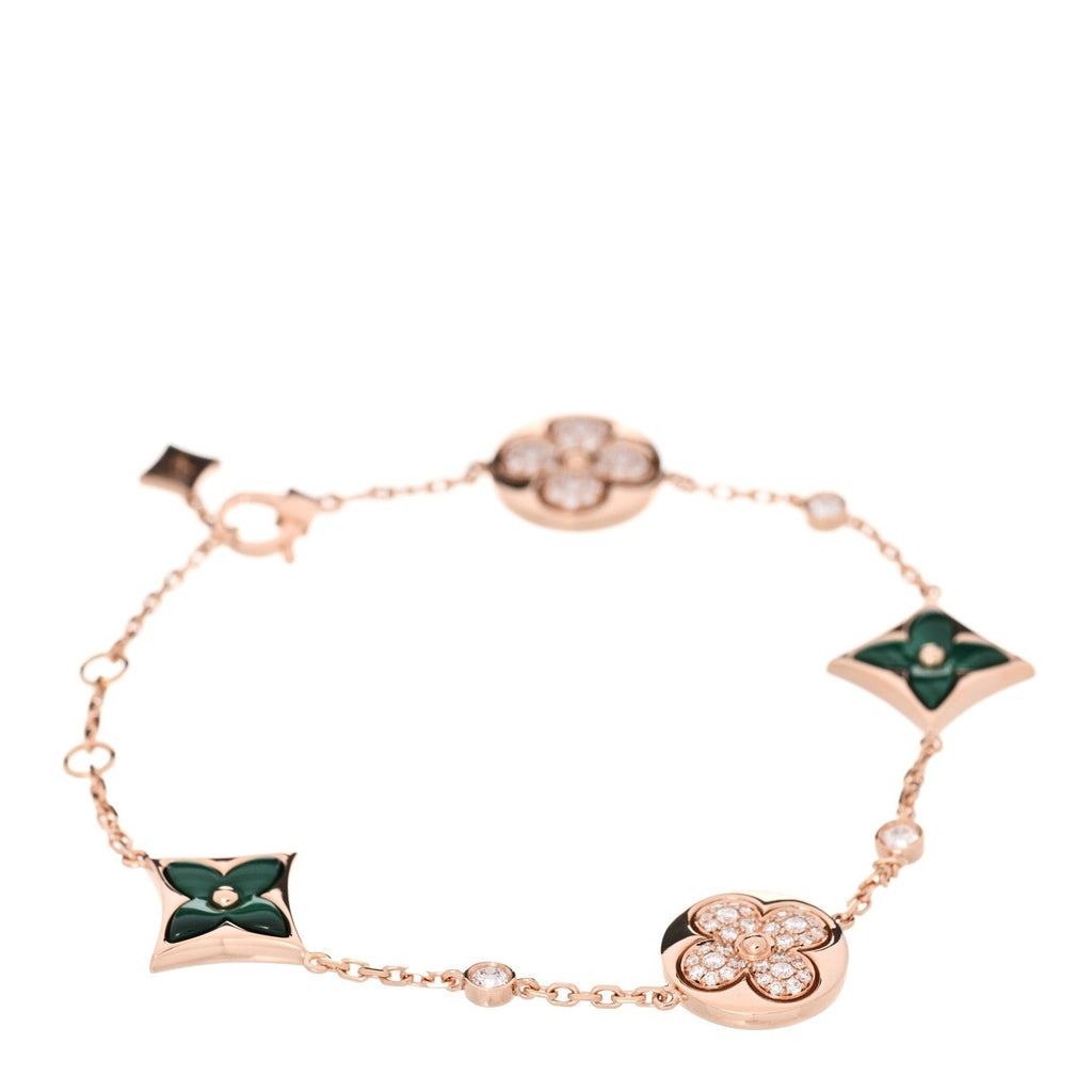 Louis Vuitton 18K Pink Gold Diamond Malachite Color Blossom BB Star and Sun Multi-Motif Bracelet