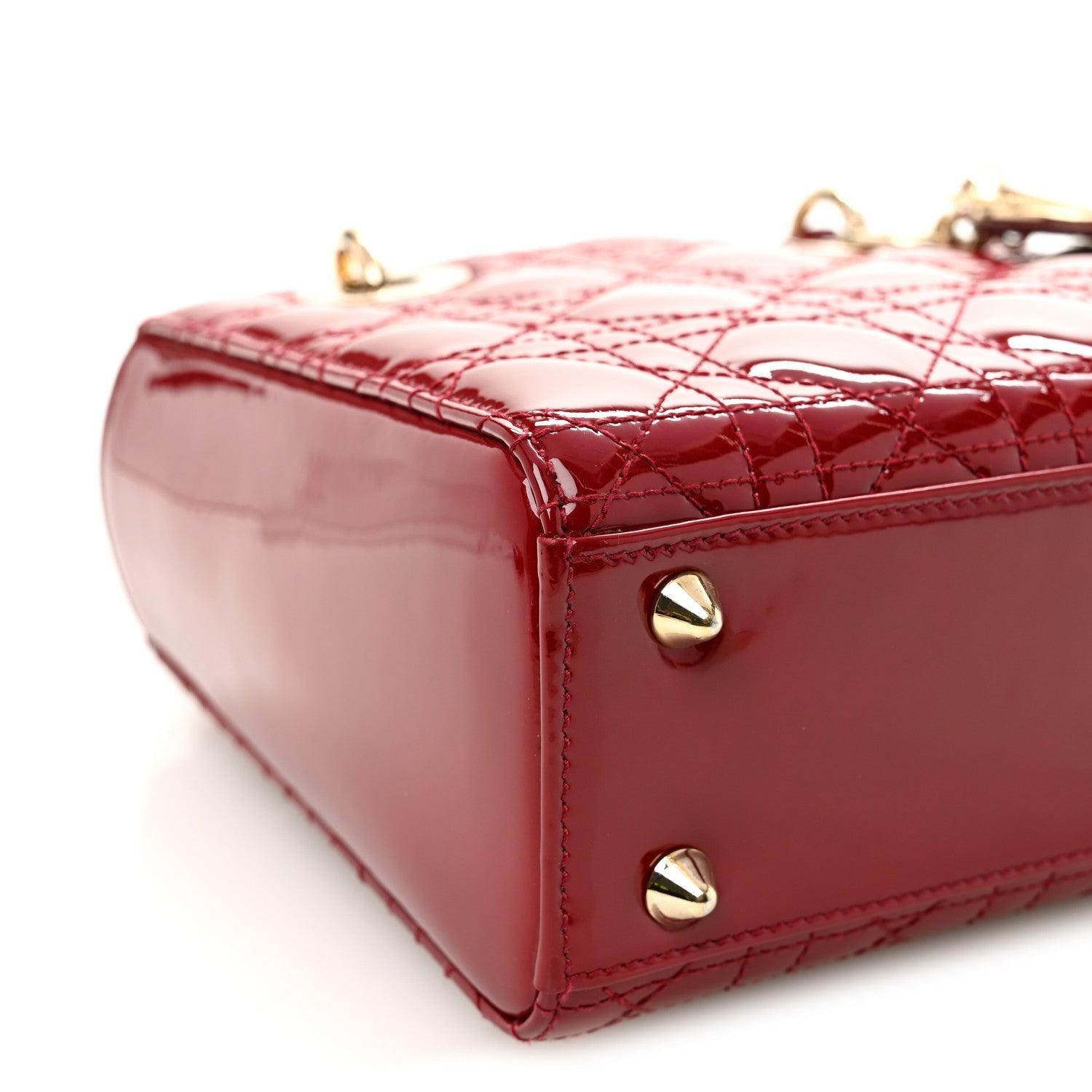 Christian Dior Patent Cannage Small Lady Dior Cherry Red