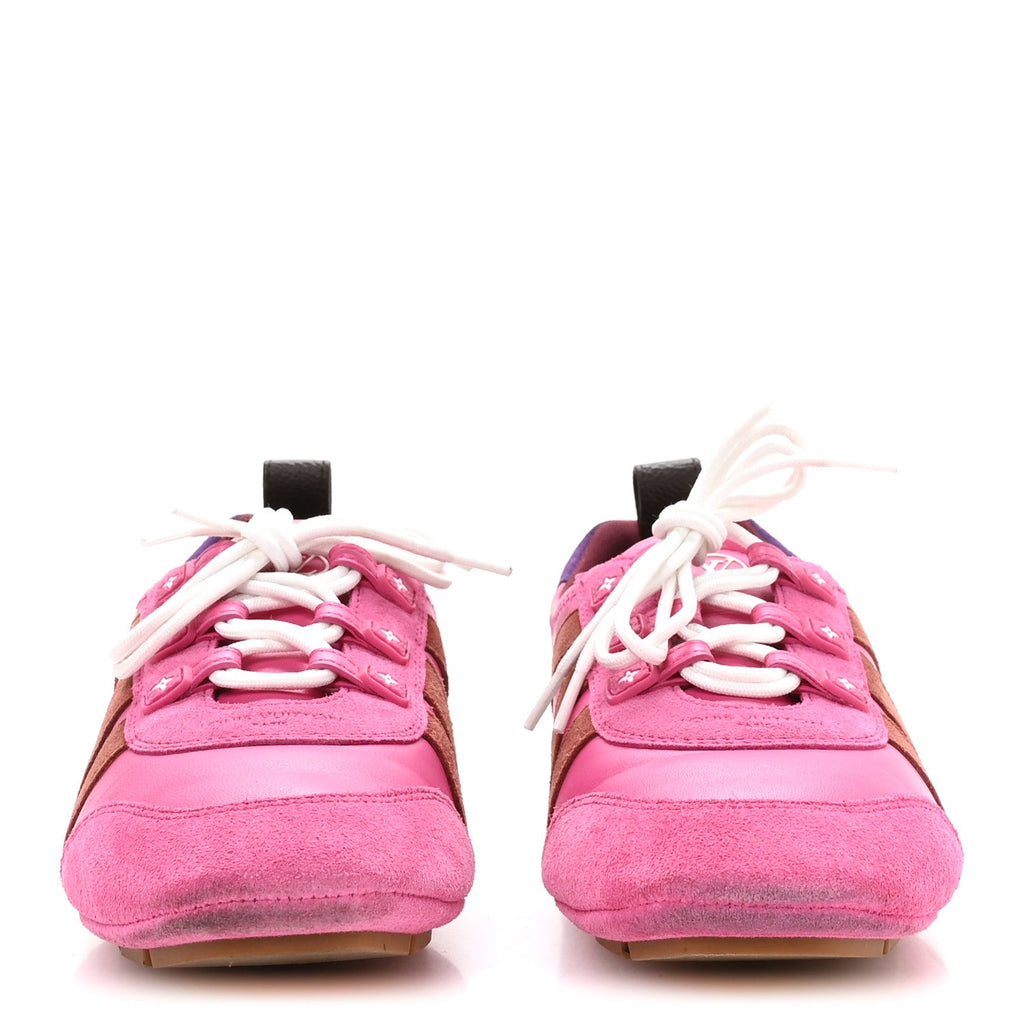 Louis Vuitton Suede Calfskin LV Sneakerina Sneakers 37 Fuchsia Pink
