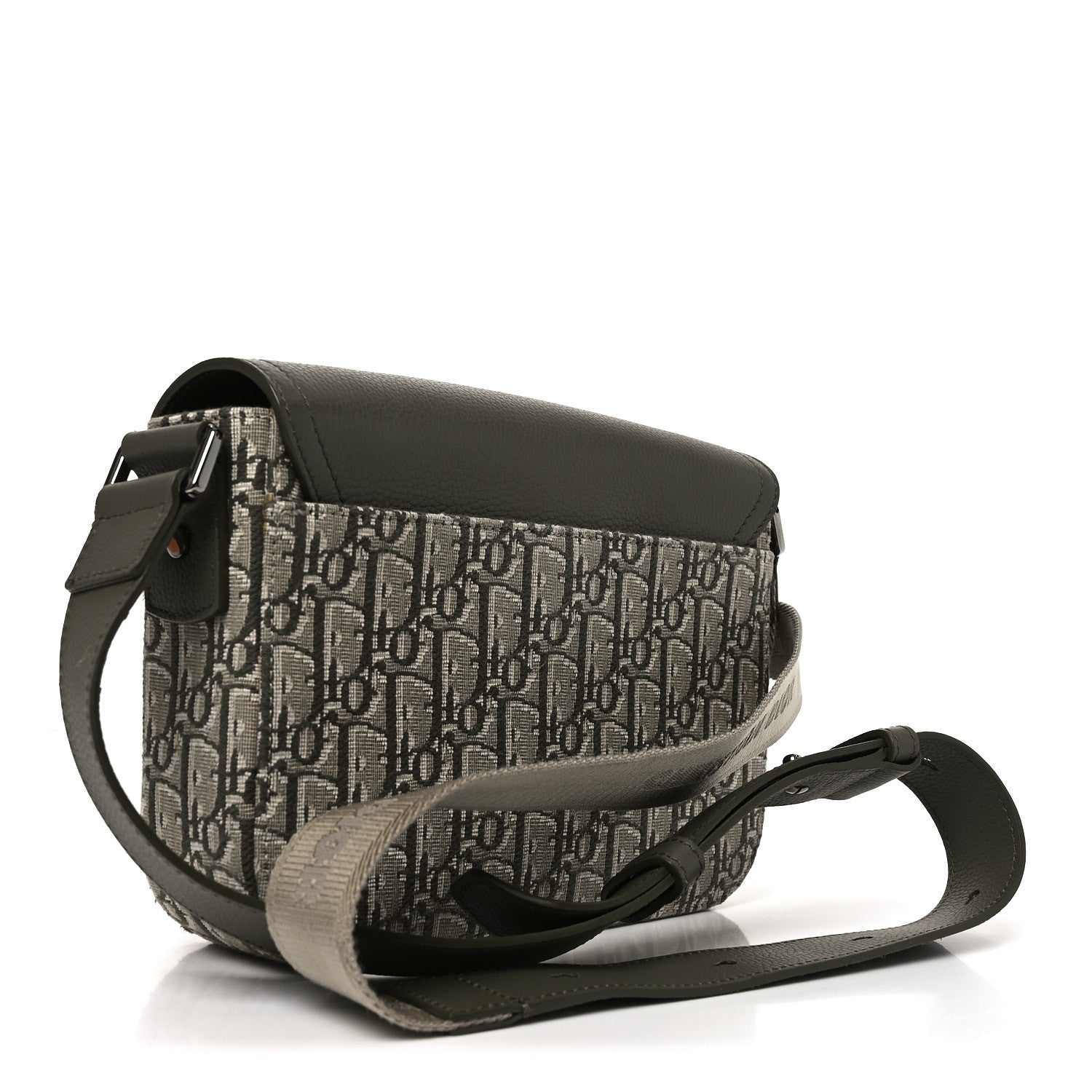 Christian Dior Oblique Jacquard Grained Calfskin Small Saddle Messenger Bag With Flap Green