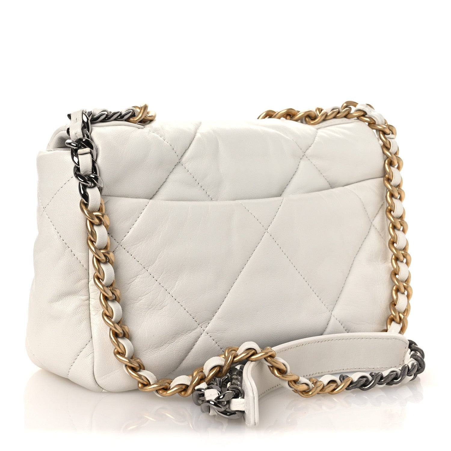 Chanel Goatskin Quilted Medium Chanel 19 Flap White
