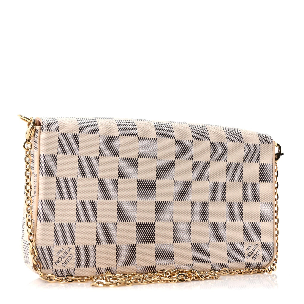Louis Vuitton Damier Azur Pochette Felicie Chain Wallet Rose Ballerine