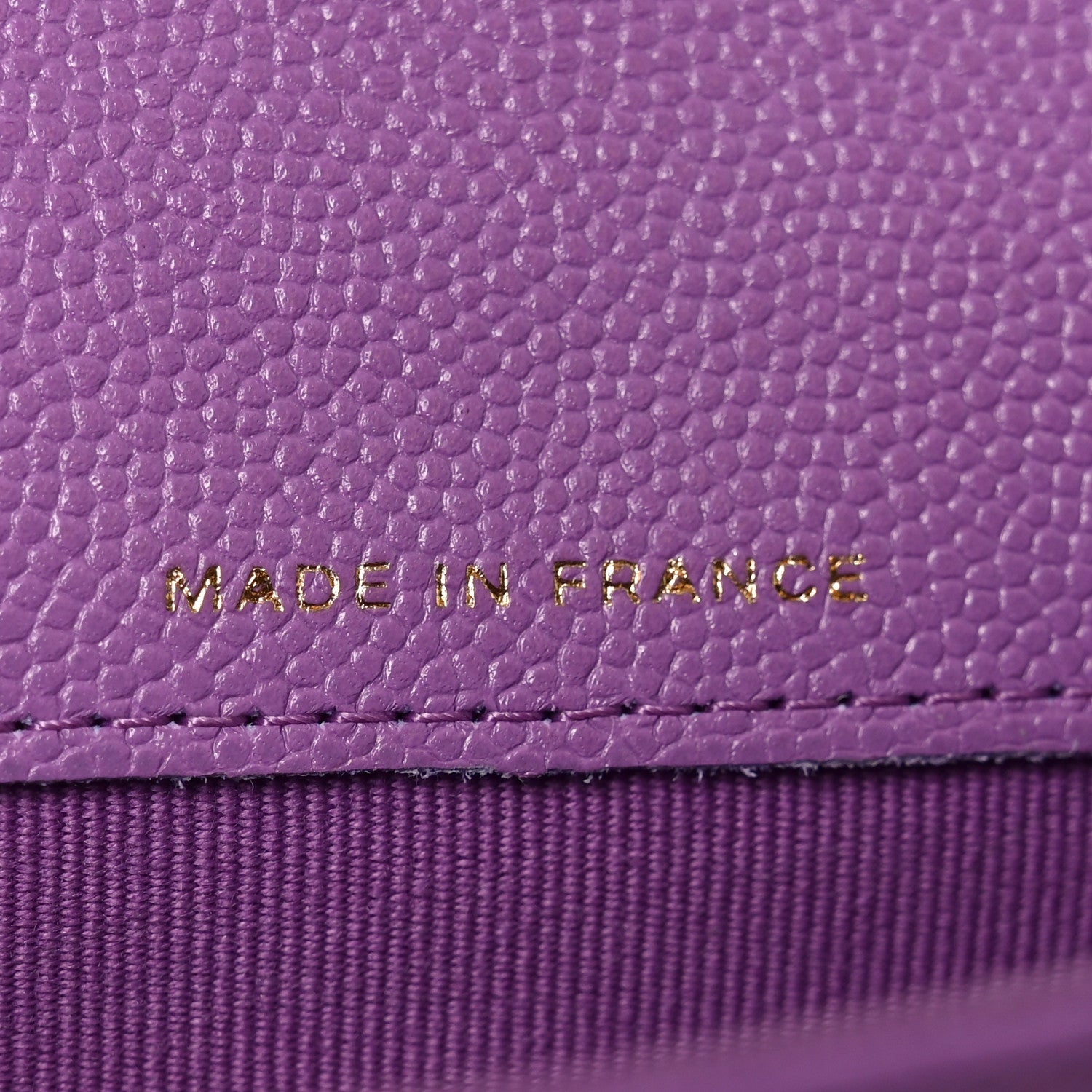 Caviar Quilted Flap Card Holder Wallet Purple