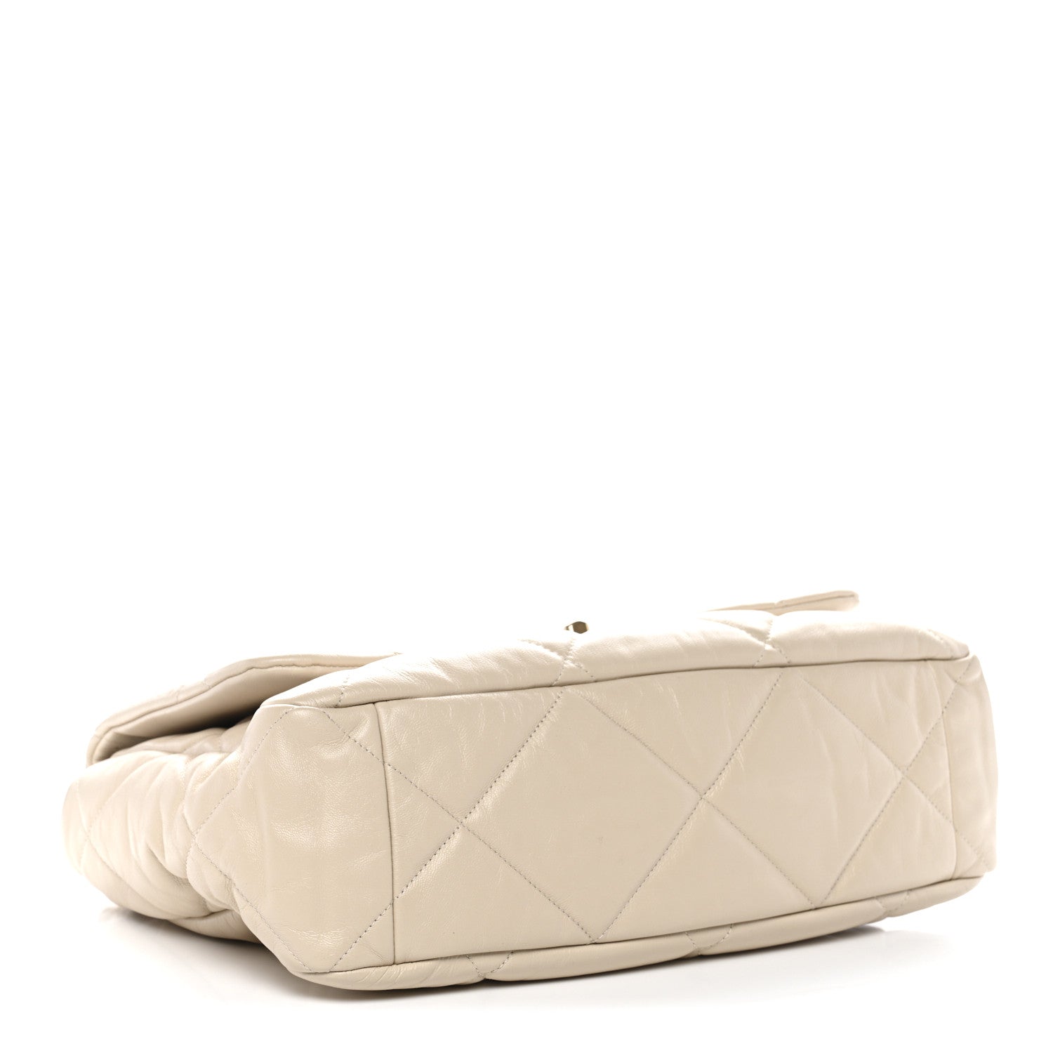 Chanel Goatskin Quilted Maxi Chanel 19 Flap Beige
