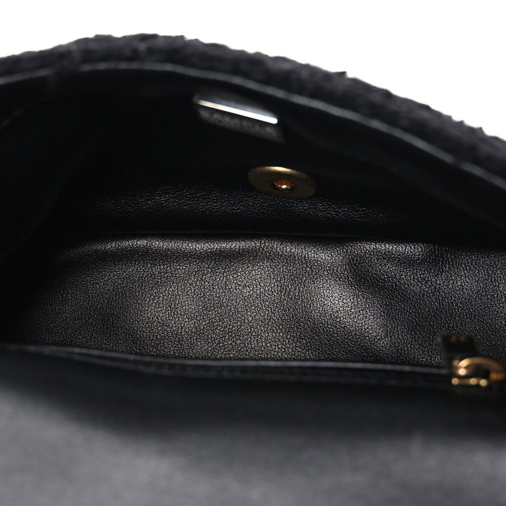 Chanel Tweed Quilted Mini Square Flap Black