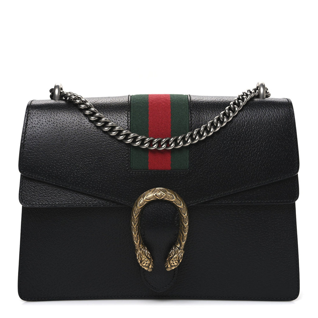 Gucci Calfskin Web Small Dionysus Shoulder Bag Black