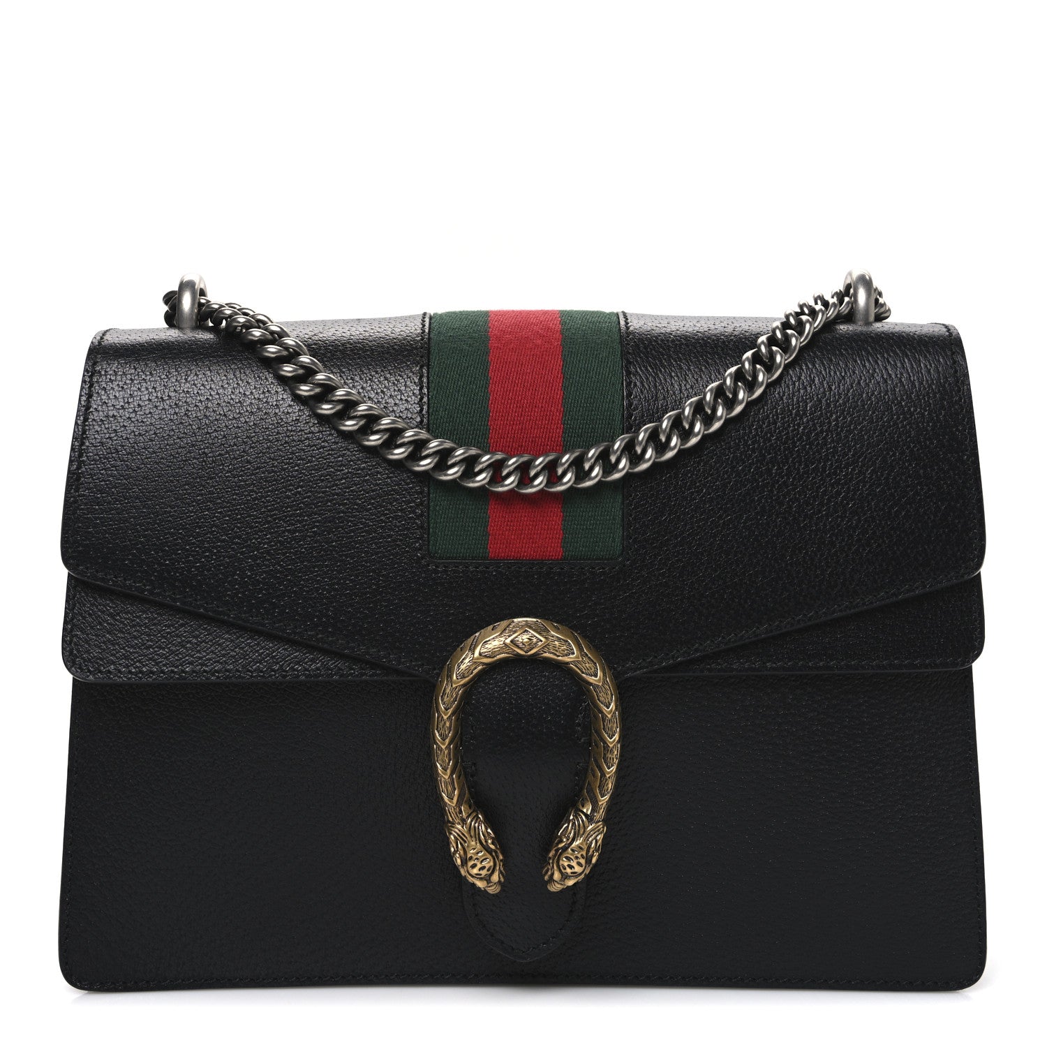 Gucci Calfskin Web Small Dionysus Shoulder Bag Black