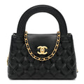 Chanel Shiny Aged Calfskin Quilted Nano Kelly Shopper Black