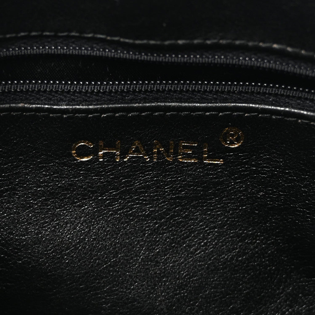 Chanel Lizard Diamond Quilted Tassel Camera Case Black