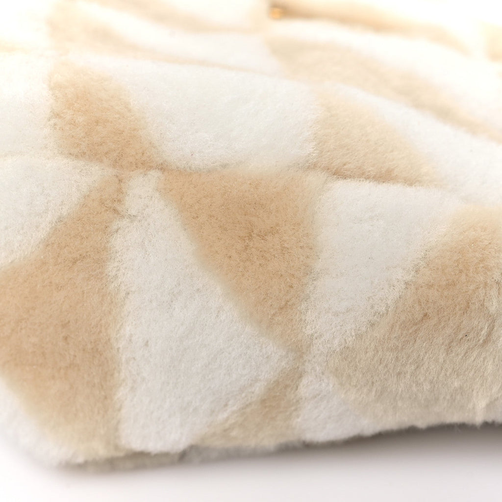 Prada Shearling Symbole Mini Triangle Bag Ecru White