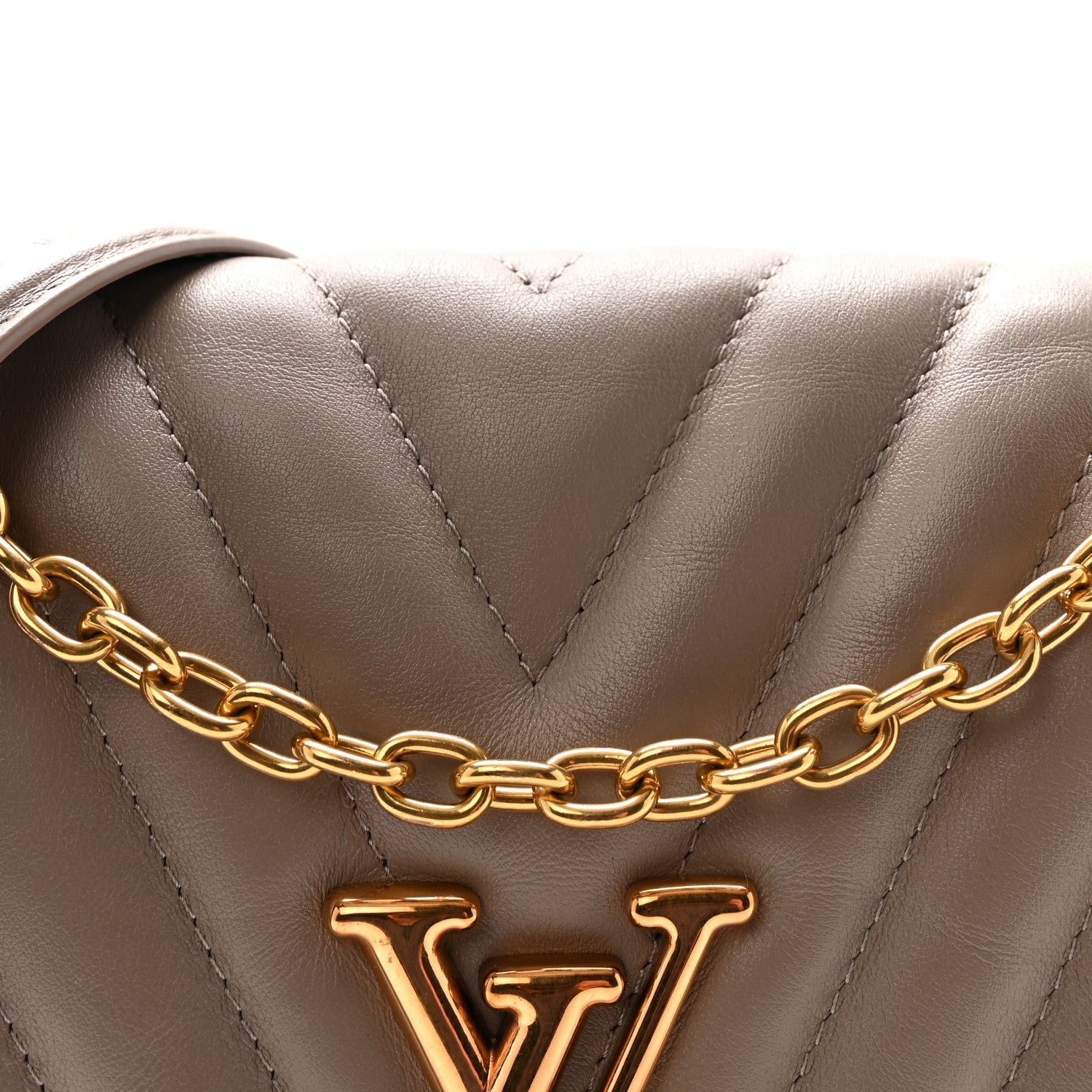 Louis Vuitton Calfskin LV New Wave Chain Bag Taupe