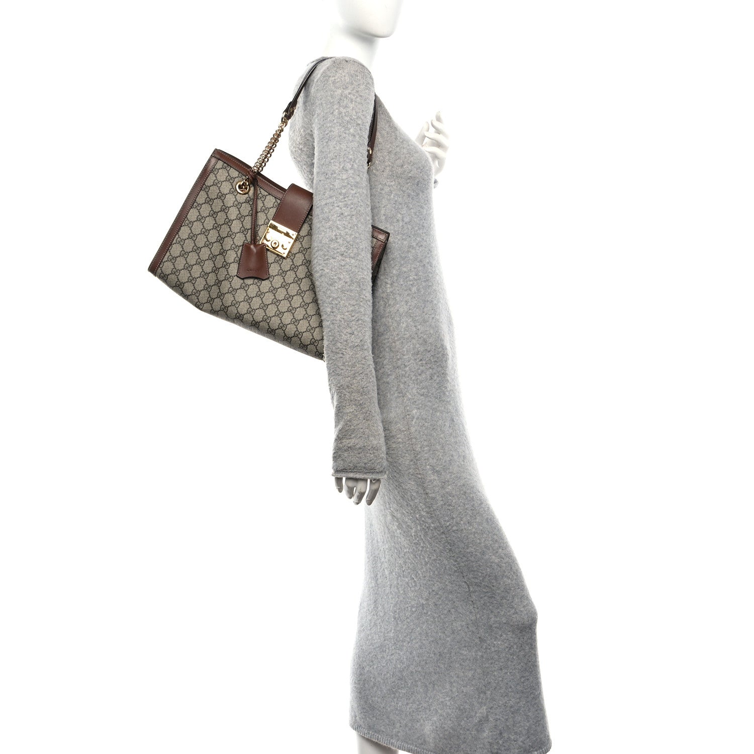 Gucci GG Supreme Monogram Medium Padlock Tote Beige Cuir