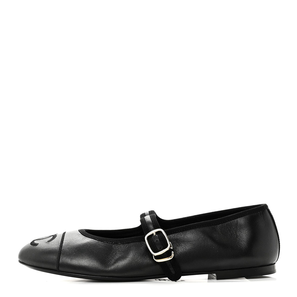 Lambskin Mary Jane Flats 40 Black