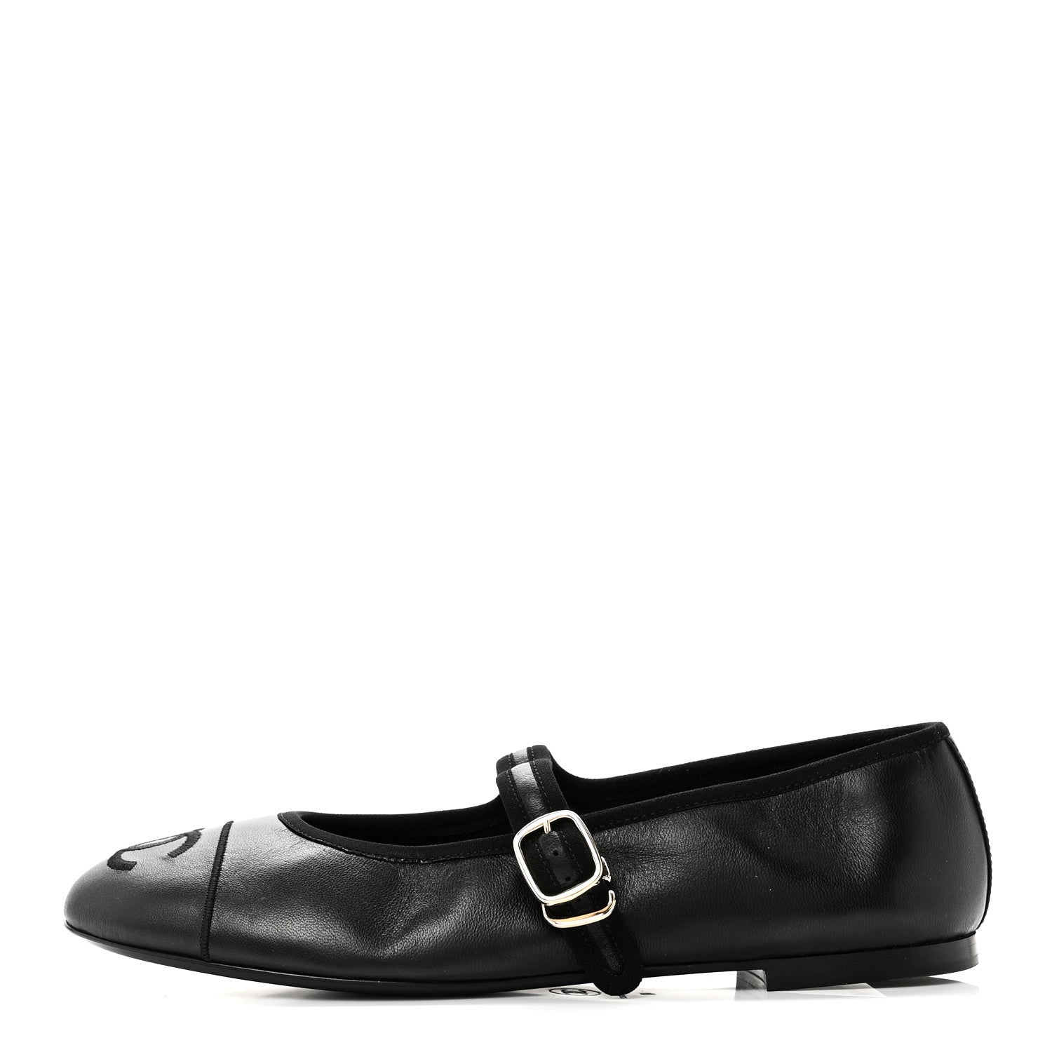 Lambskin Mary Jane Flats 40 Black
