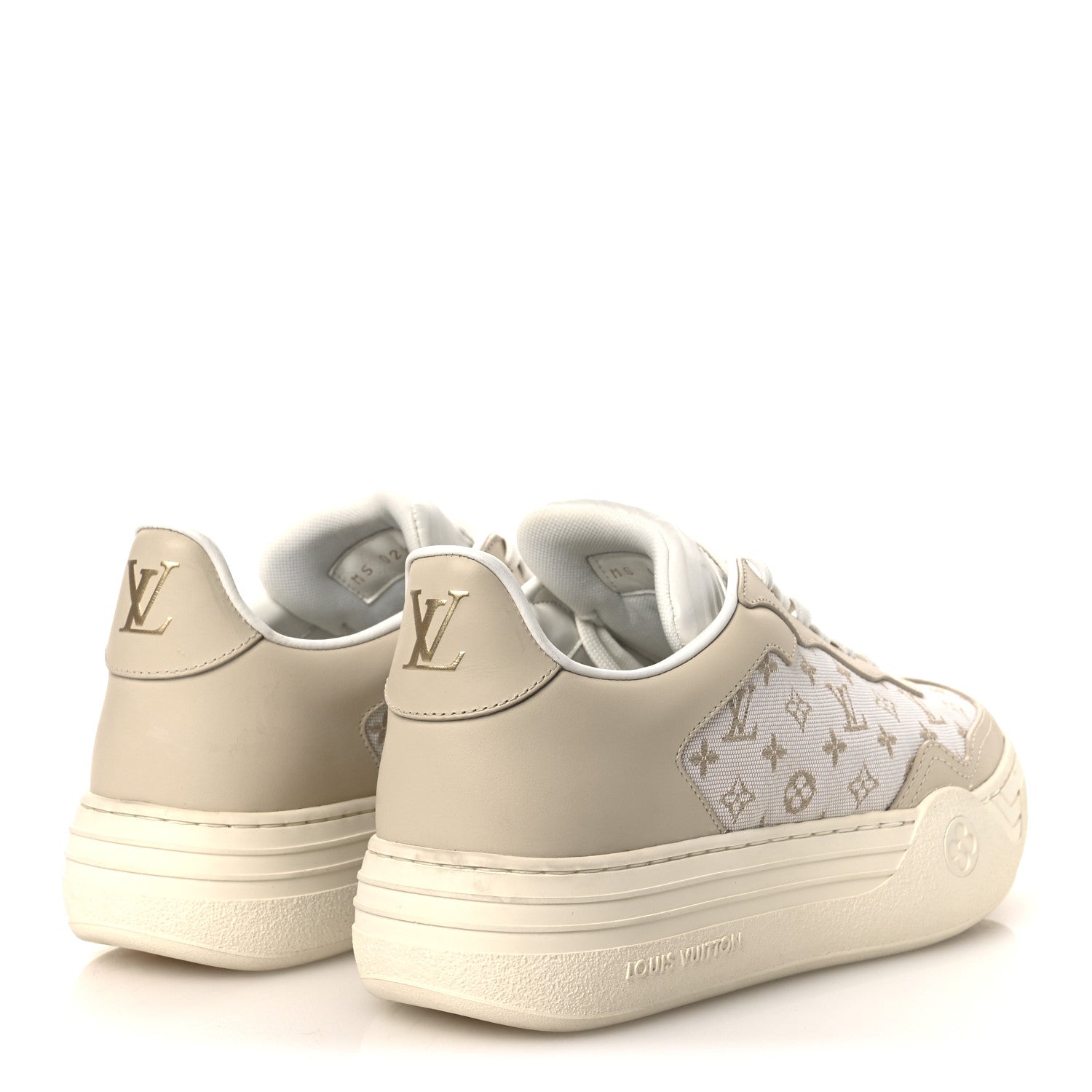 Louis Vuitton Canvas Calfskin Monogram LV Groovy Platform Sneakers 39 Beige