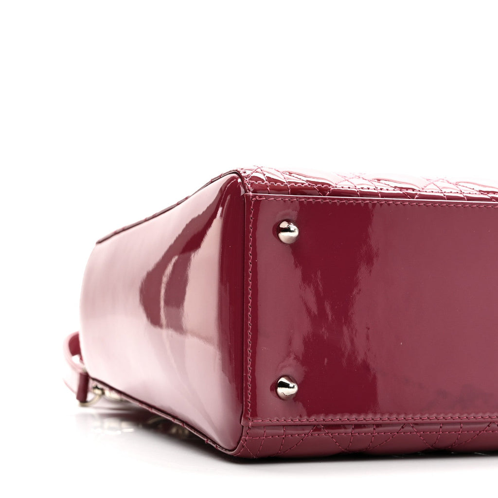 Christian Dior Patent Cannage Medium Lady Dior Dark Pink