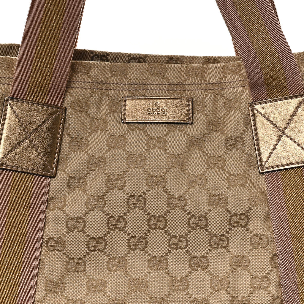 Gucci Monogram Medium Web Tote Pink Gold