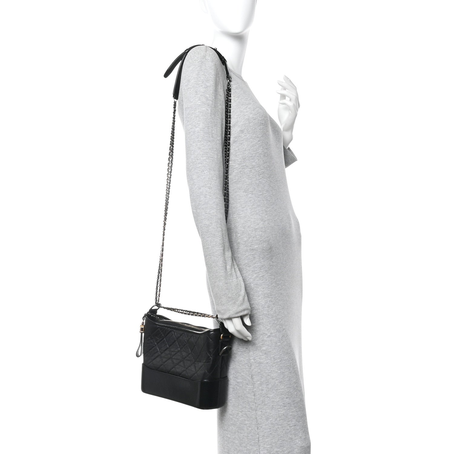Chanel Aged Calfskin Quilted New Medium Gabrielle Hobo Black