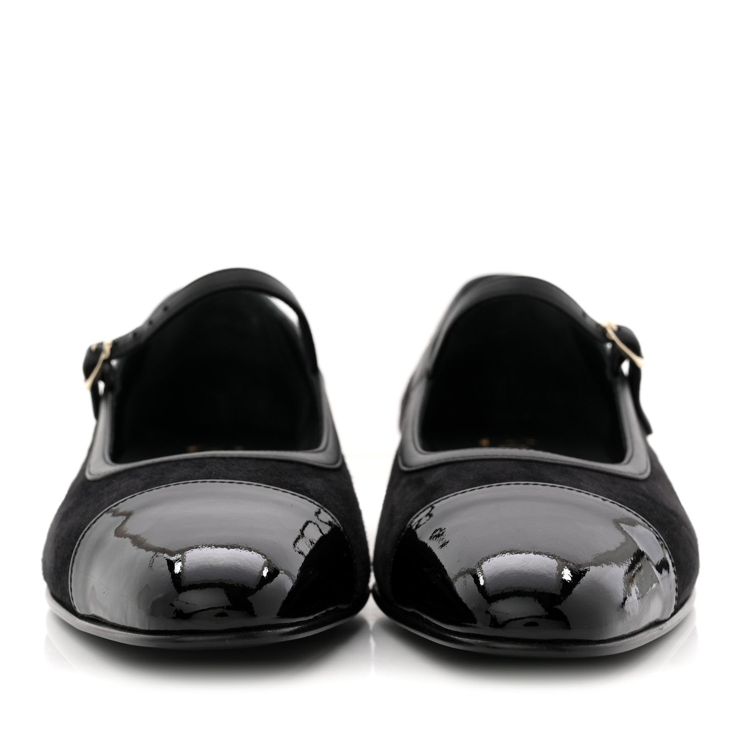 Chanel Suede Kidskin Lambskin Patent Calfskin Crystal CC Cap Toe Flats 40 Black