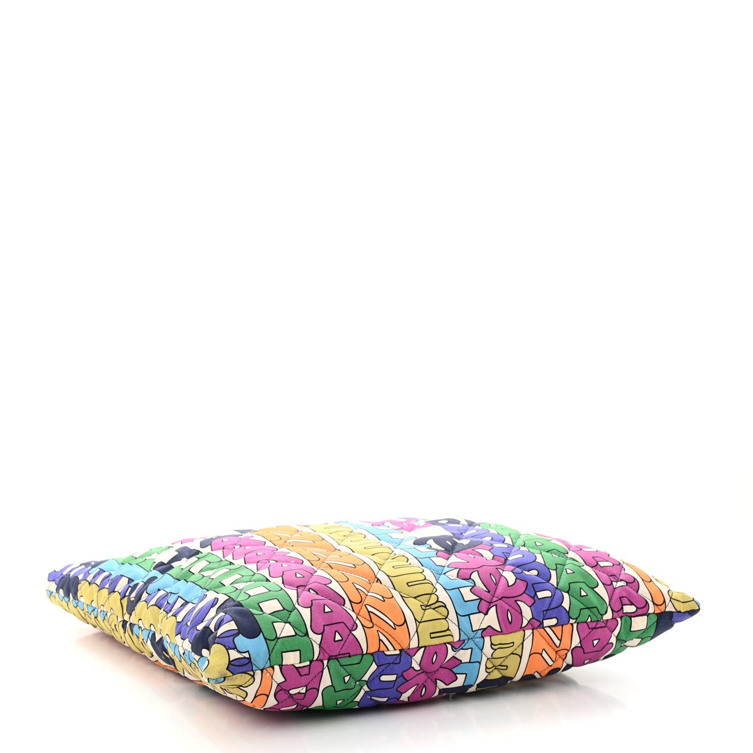 Chanel Printed Fabric Quilted Logo Large Shopping Tote Multicolor