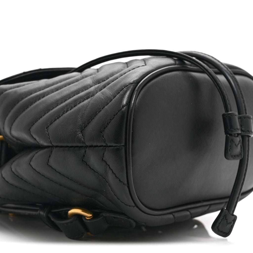 Gucci Calfskin Matelasse GG Marmont Flap Backpack Black