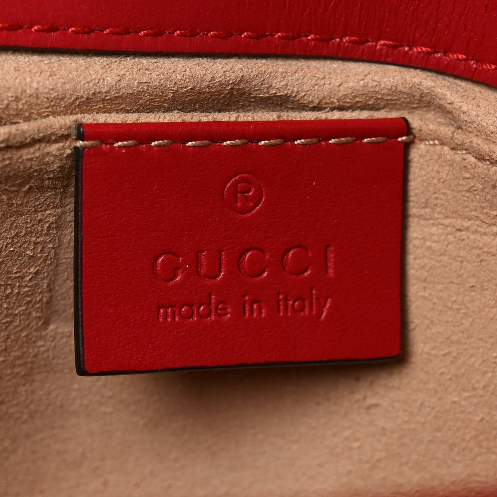 Gucci Calfskin Matelasse Small GG Marmont Shoulder Bag Hibiscus Red