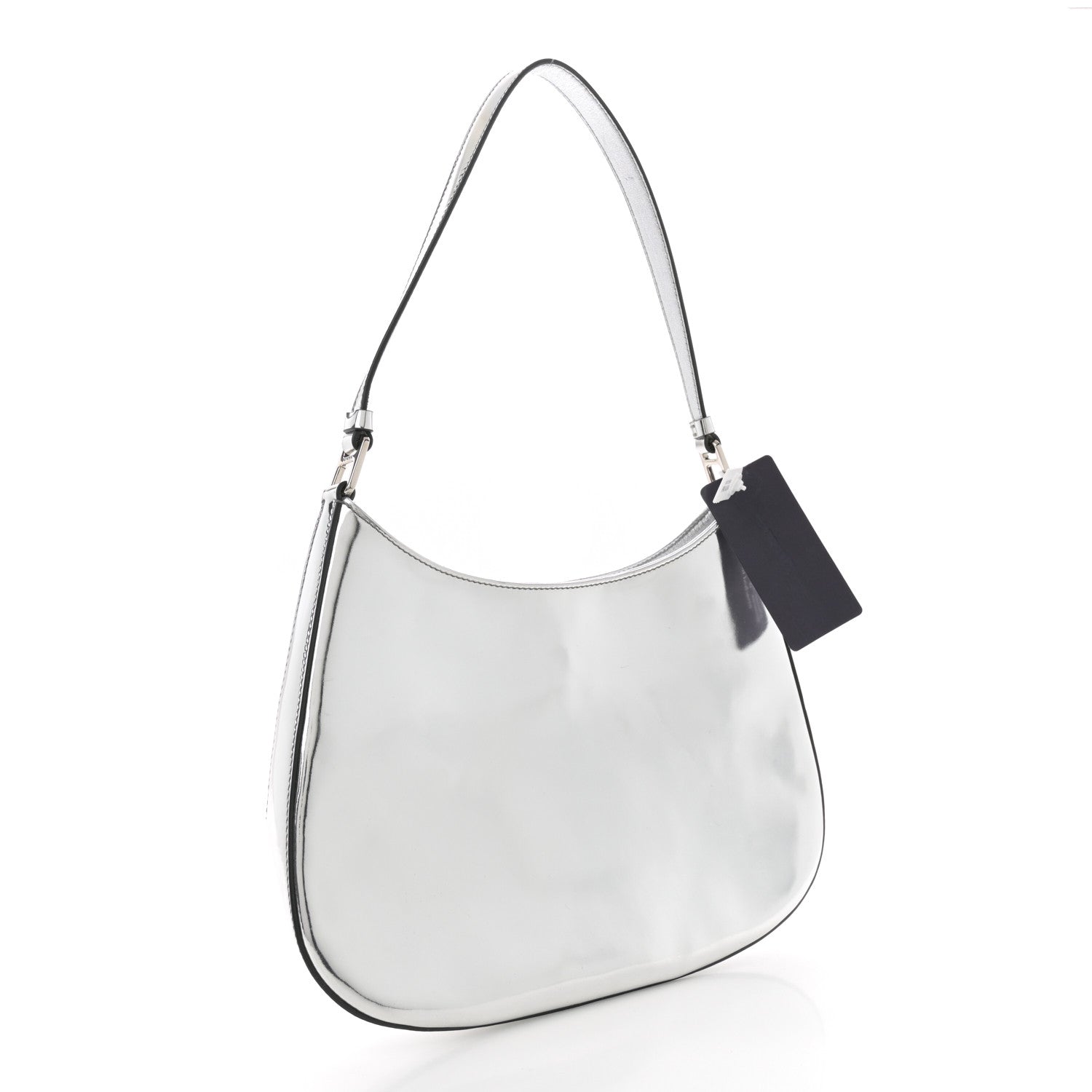 Prada Spazzolato Cleo Shoulder Bag Argento