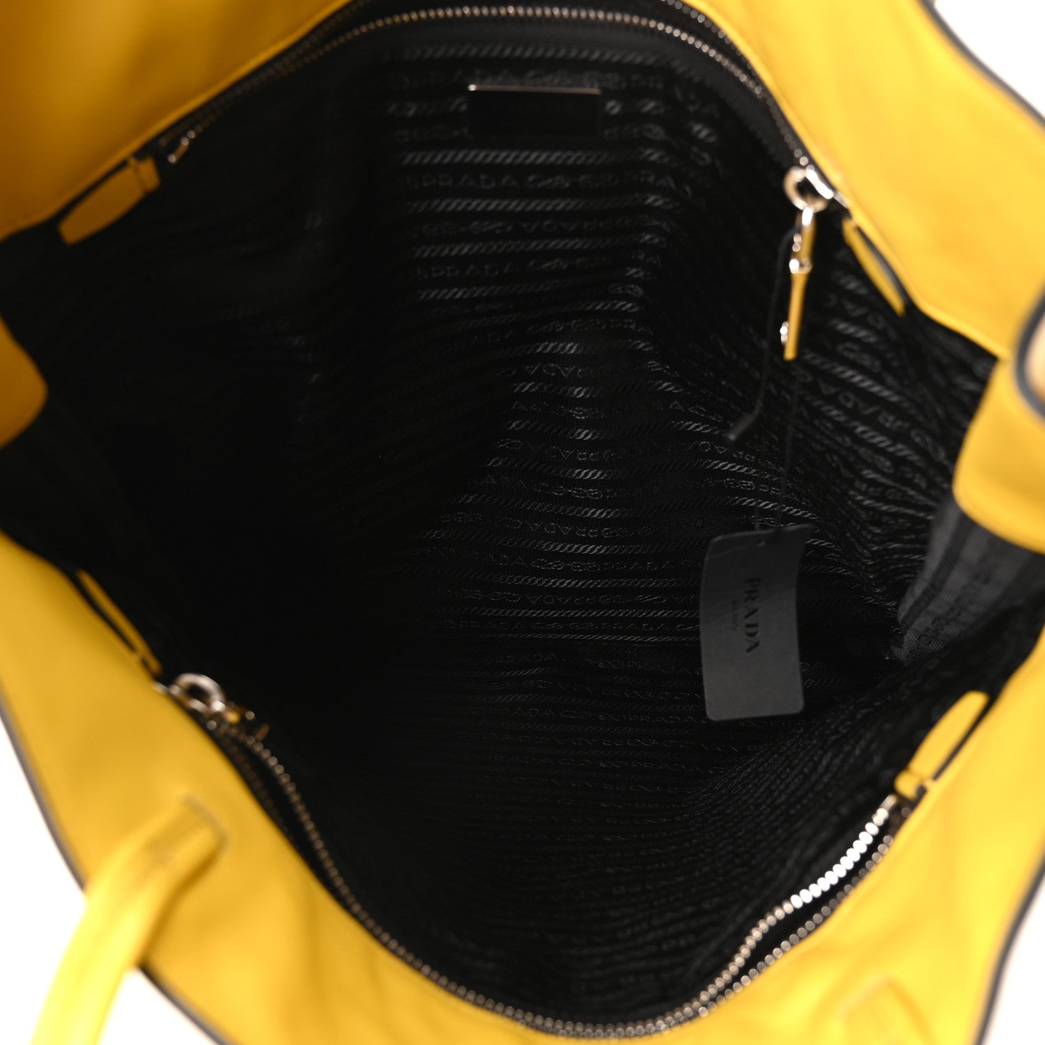 Prada Soft Calfskin Triangle Logo Embossed Tote Sole