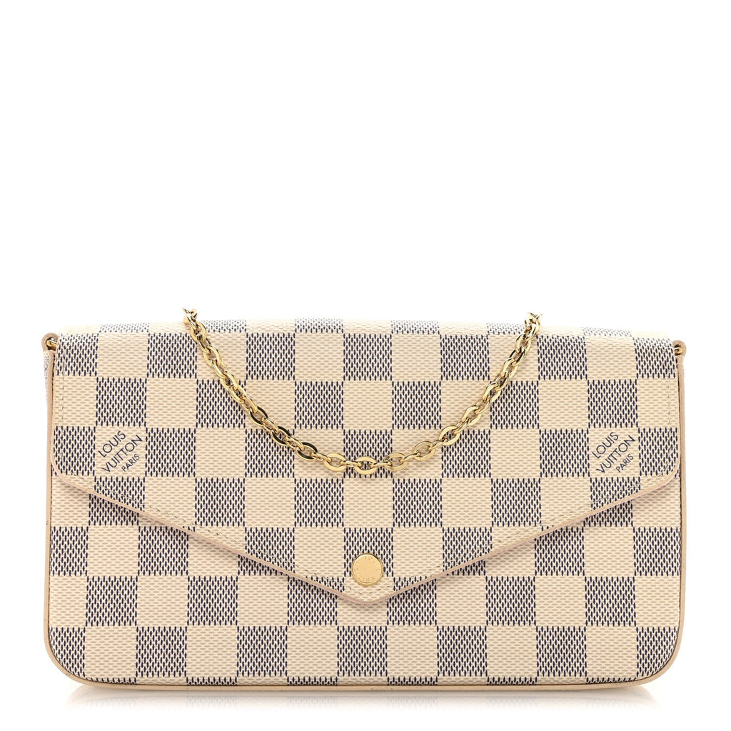 Louis Vuitton Damier Azur Pochette Felicie Chain Wallet Rose Ballerine