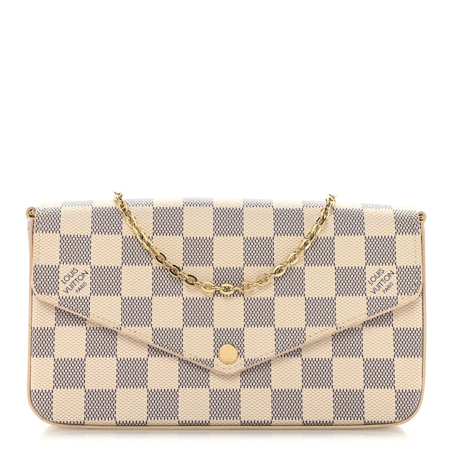 Louis Vuitton Damier Azur Pochette Felicie Chain Wallet Rose Ballerine