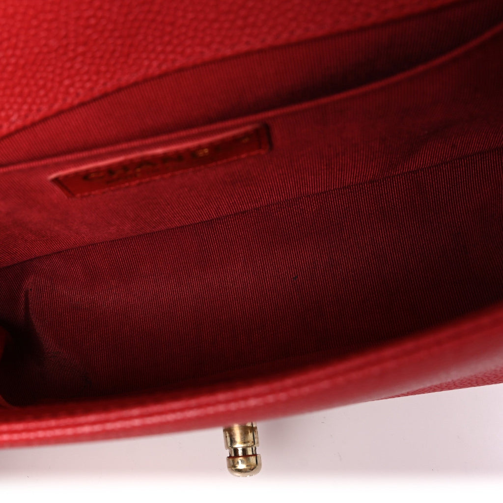 Chanel Caviar Quilted Medium Boy Flap Red