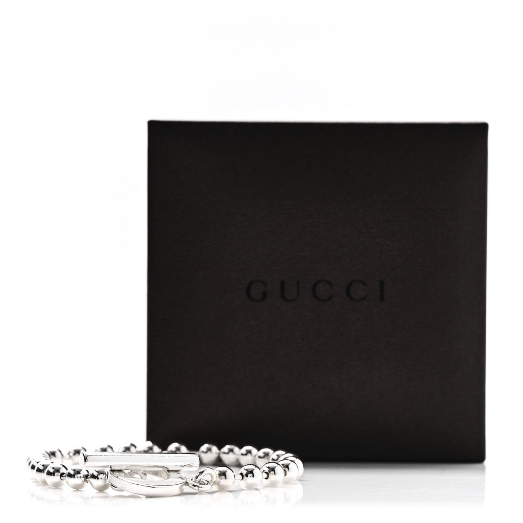Gucci Sterling Silver Boule Bead Toggle Bracelet
