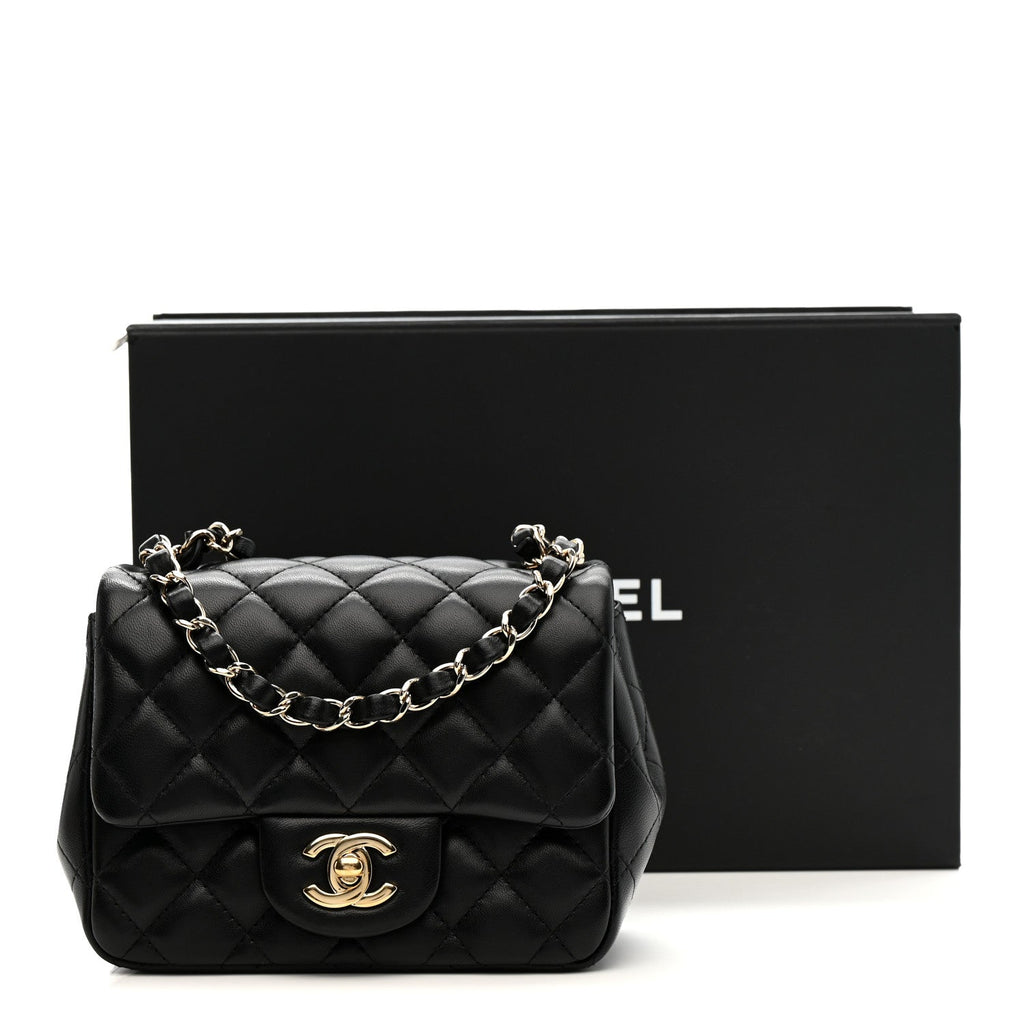 Chanel Lambskin Quilted Mini Square Flap Black