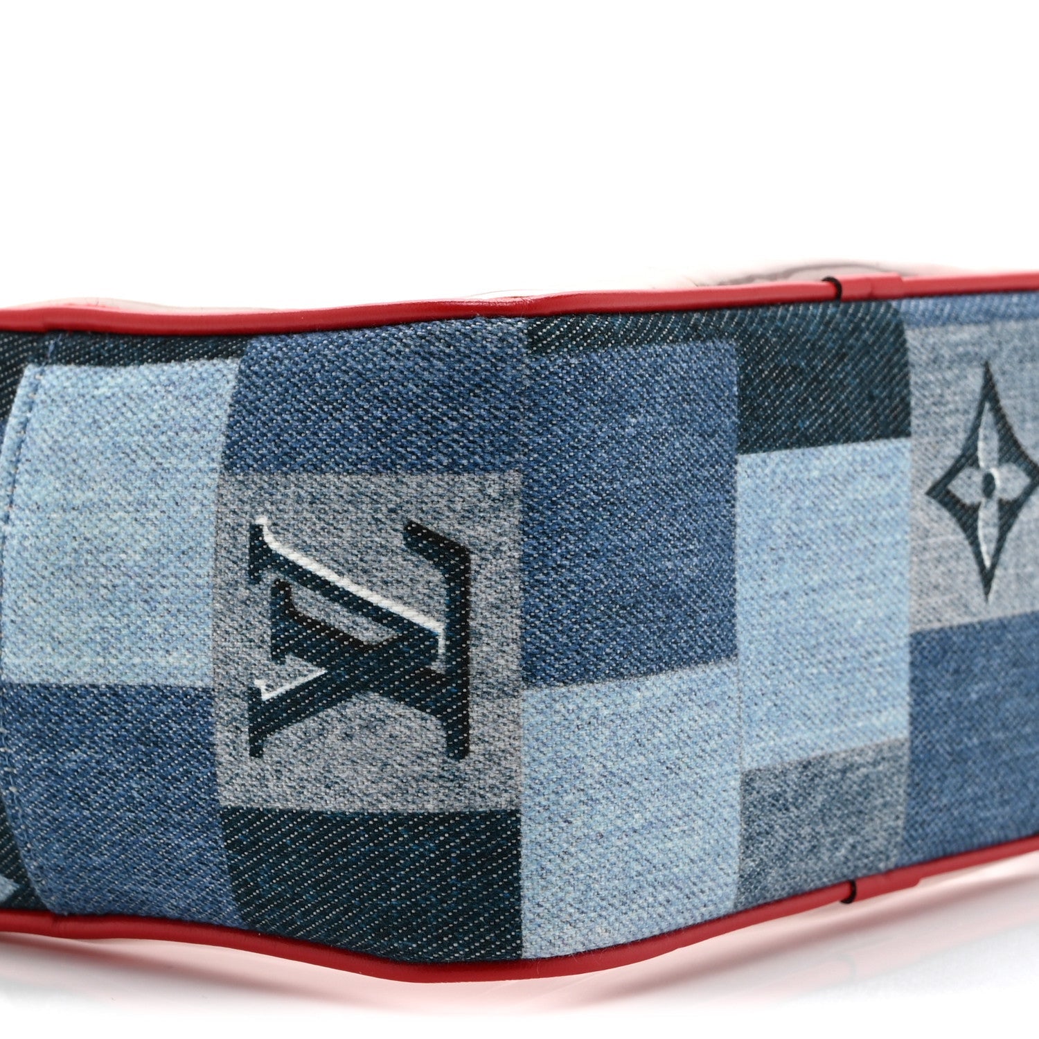 Louis Vuitton Denim Damier Monogram Patchwork PVC Beach Pouch Blue Rouge