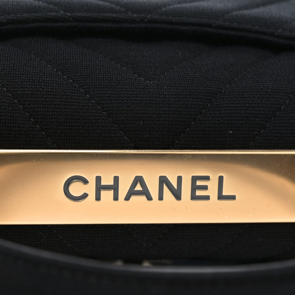 Chanel Jersey Chevron Quilted Small Trendy CC Dual Handle Flap Bag Black