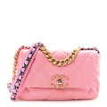 Chanel Denim Quilted Medium Chanel 19 Flap Neon Pink