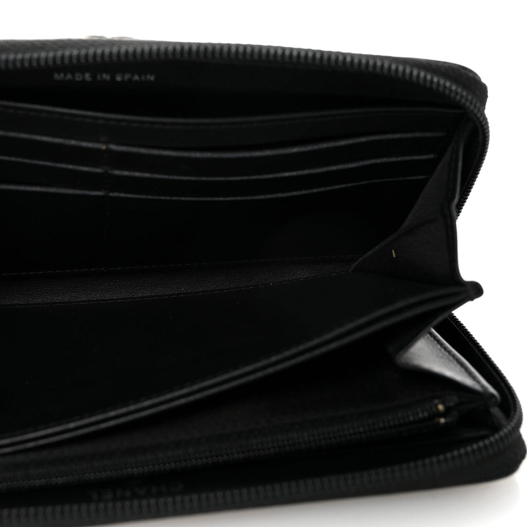 Lambskin Quilted Boy Zip Around Wallet Black