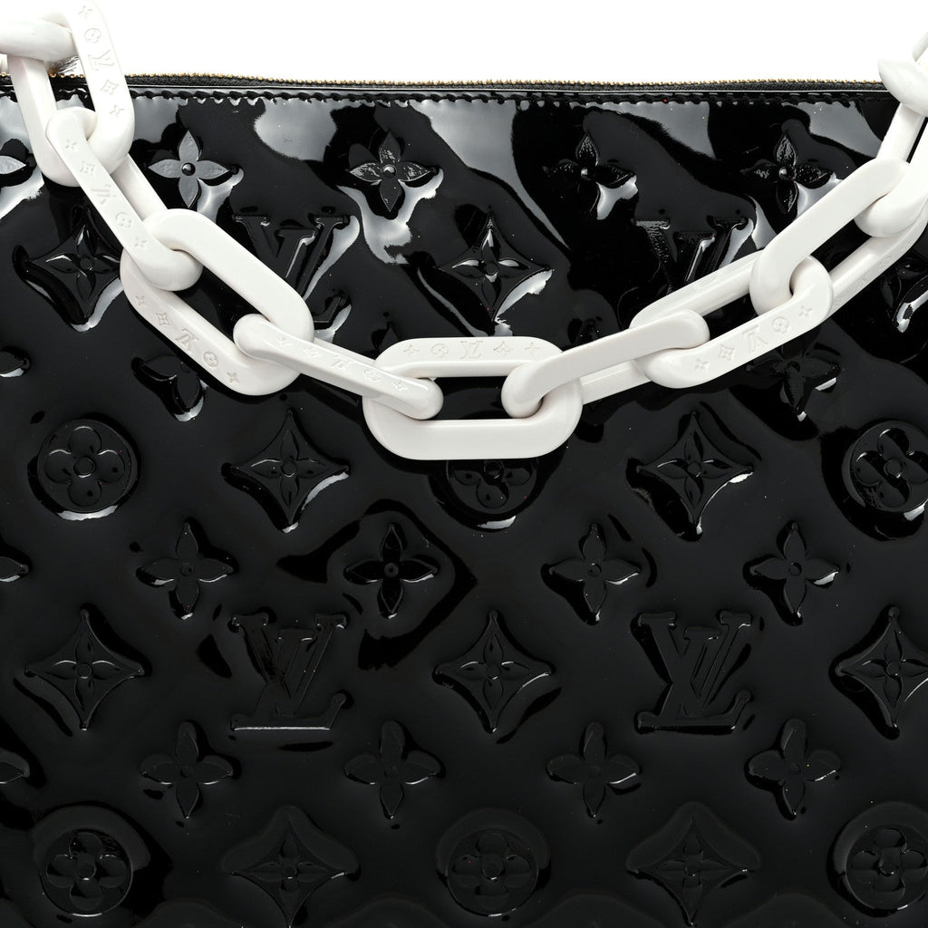 Louis Vuitton Patent Embossed Monogram Lambskin Coussin MM Black Red